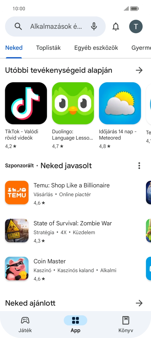 Kattints a keresés mezőre.