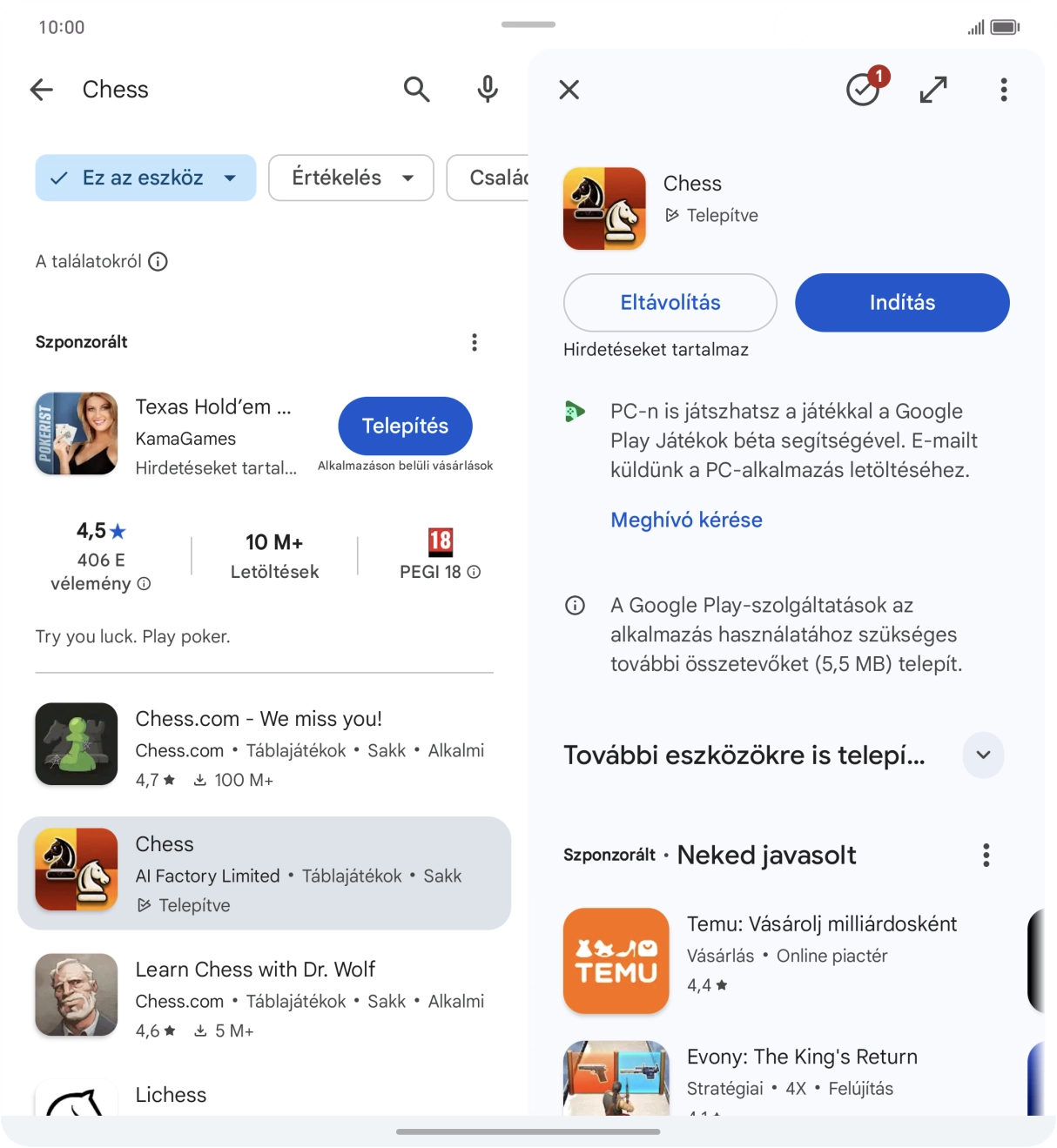 Húzd az ujjad felfelé a kijelző aljáról, hogy visszatérj a kezdőképernyőhöz.