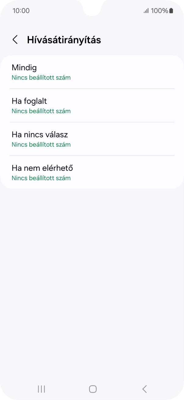 Kattints a kívánt hívásátirányítás-típusra.