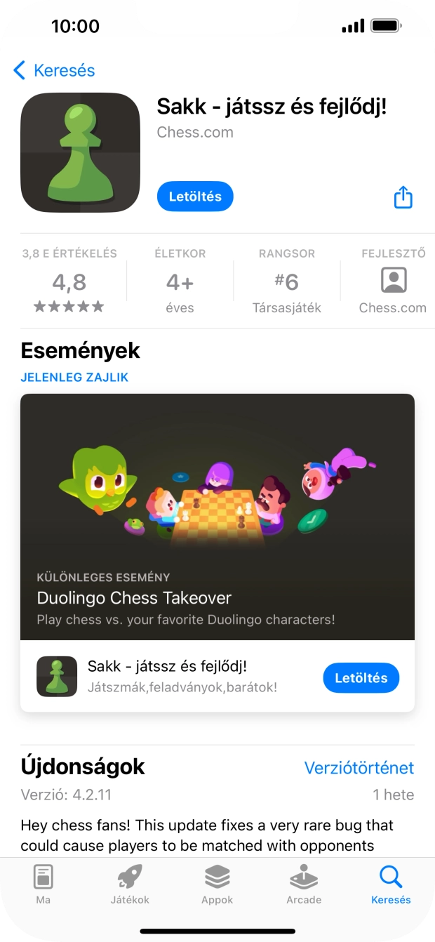 Válaszd a Letöltés lehetőséget, és kövesd a képernyőn megjelenő utasításokat az alkalmazás telepítéséhez.