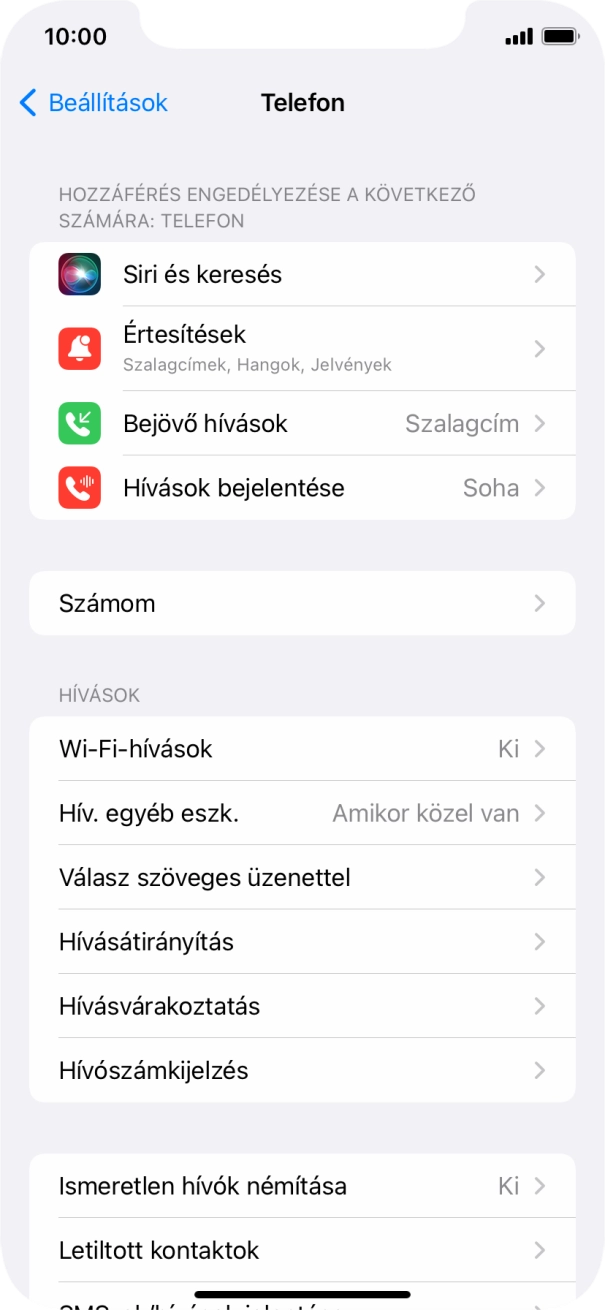 Válaszd a Hívószámkijelzés lehetőséget. Válaszd a Hívószámkijelzés lehetőséget.