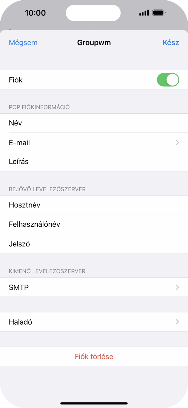 Válaszd az SMTP lehetőséget.