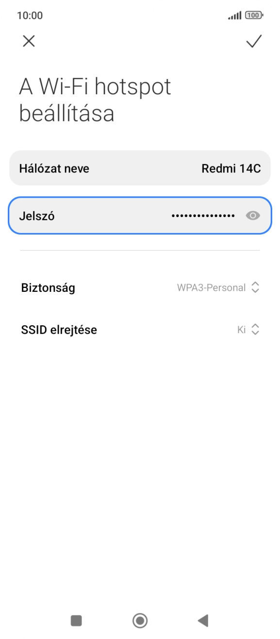 Kattints a Jelszó mezőre, és írd be a kívánt jelszót.