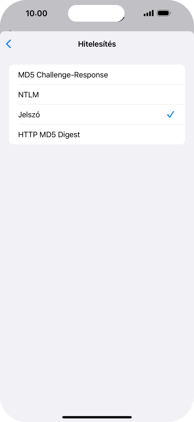 Válaszd a Jelszó lehetőséget.