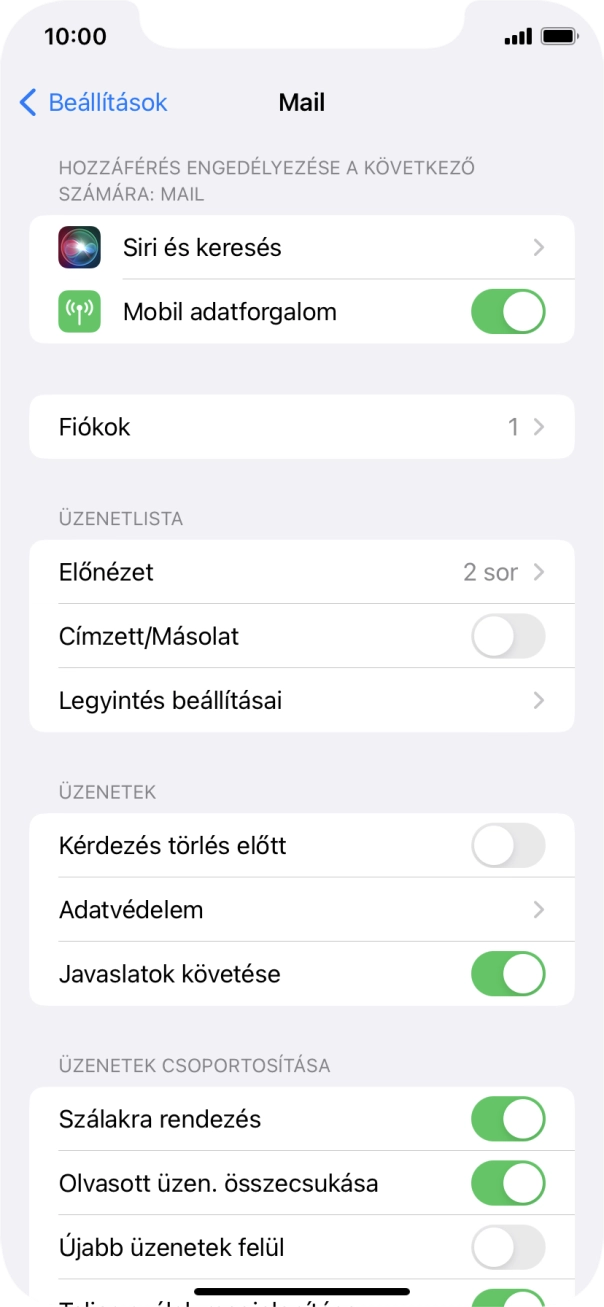 Válaszd a Fiókok lehetőséget.