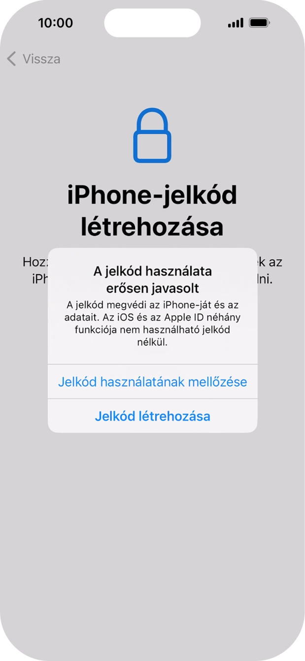 Ha kikapcsolod a funkciót, válaszd a Jelkód használatának mellőzése lehetőséget.