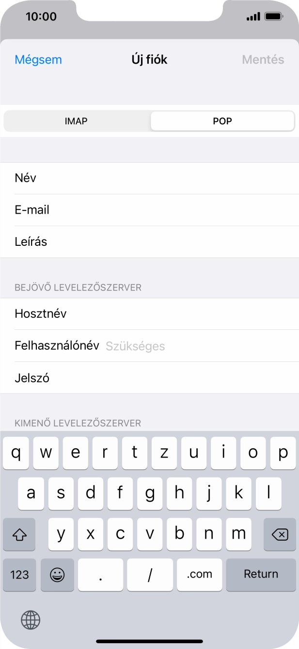 Kattints a Felhasználónév mezőre, és írd be az e-mail-fiókodhoz tartozó felhasználónevet.