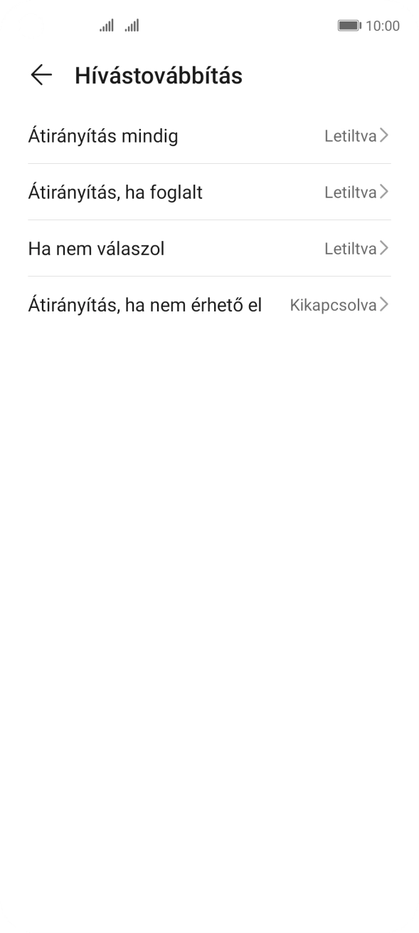 Kattints a kívánt hívásátirányítás-típusra.