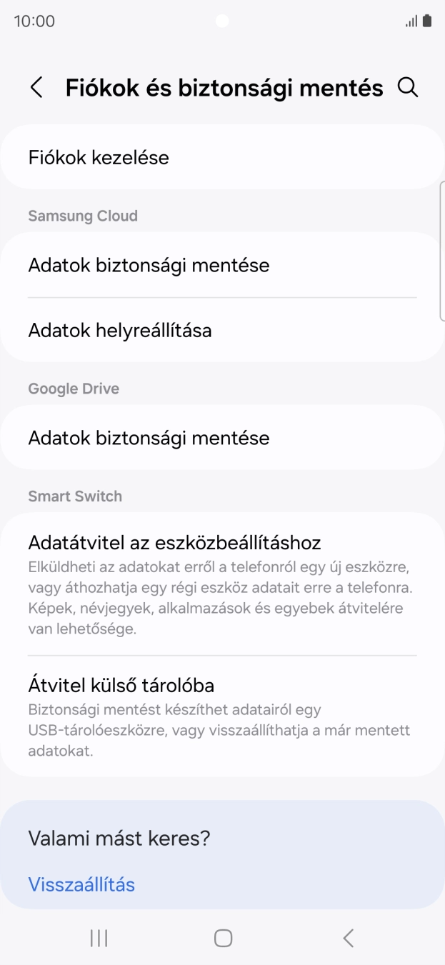 Válaszd a Fiókok kezelése lehetőséget.