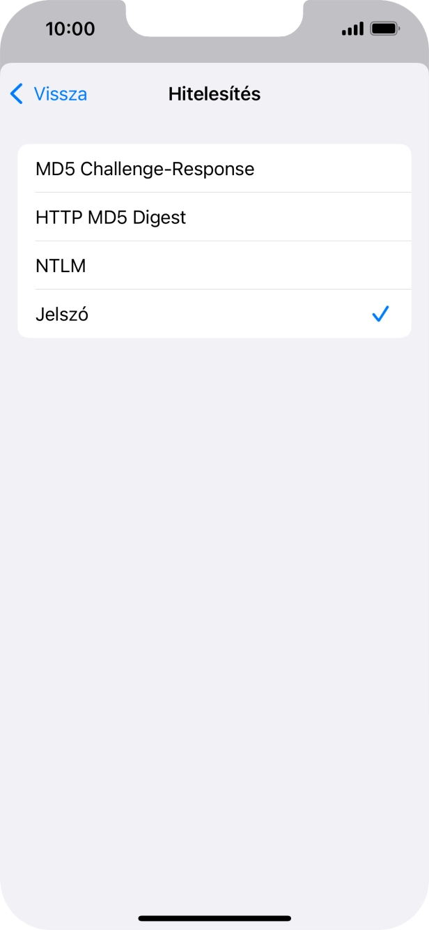 Válaszd a Jelszó lehetőséget.