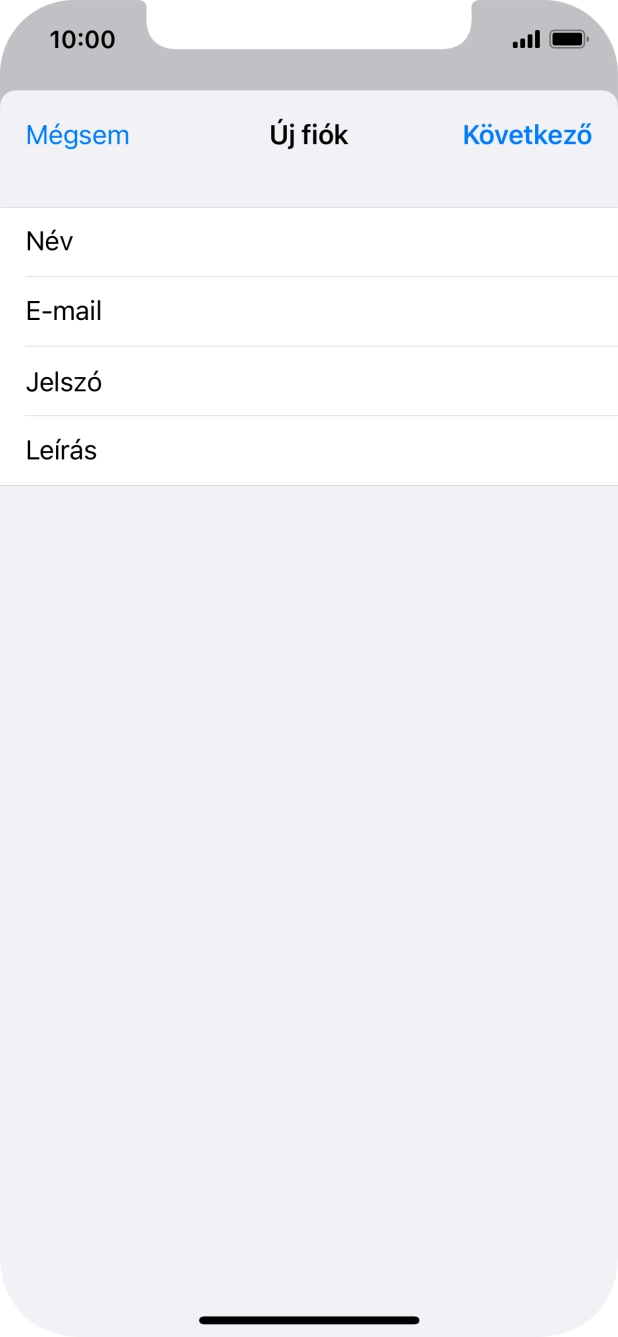 Kattints a Leírás mezőre, és írd be az e-mail-fiók kívánt nevét.