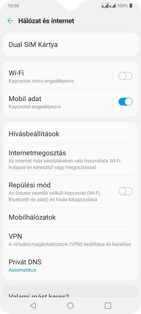 Válaszd az Internetmegosztás lehetőséget.