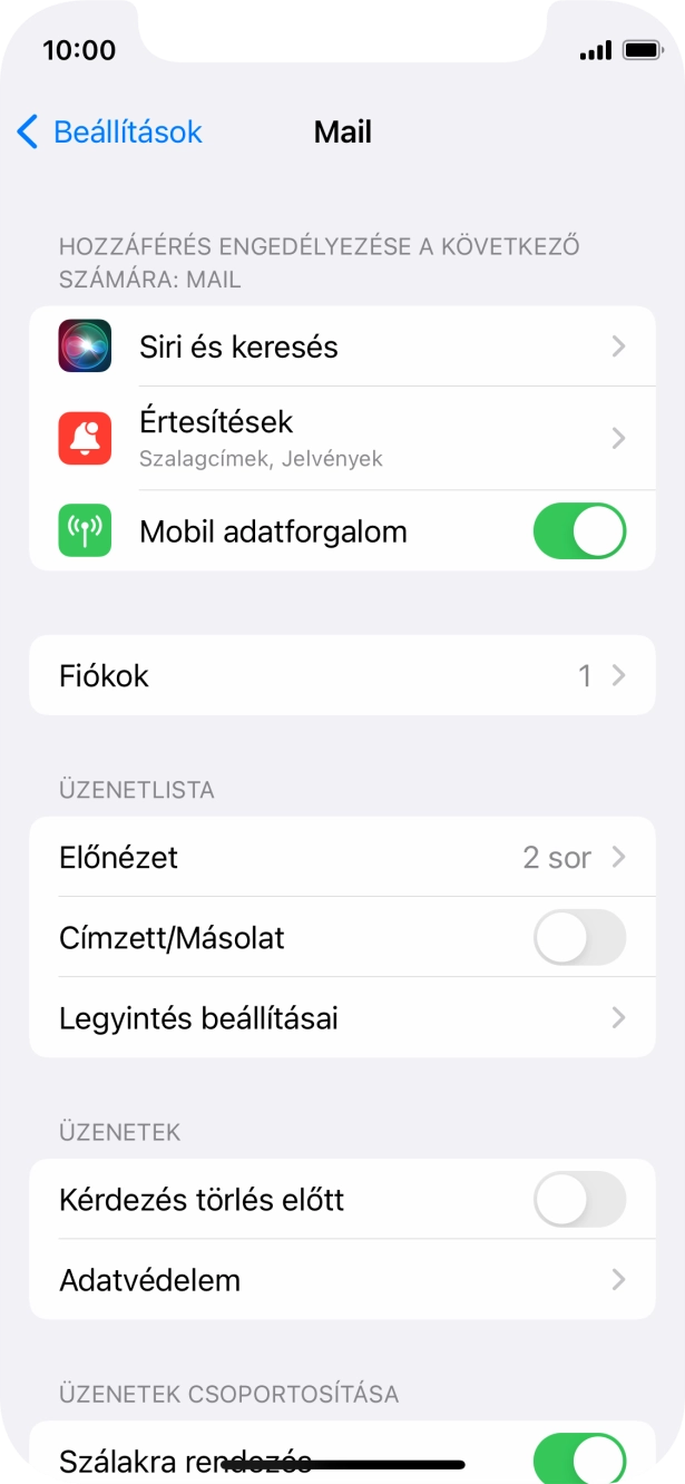 Válaszd a Fiókok lehetőséget.