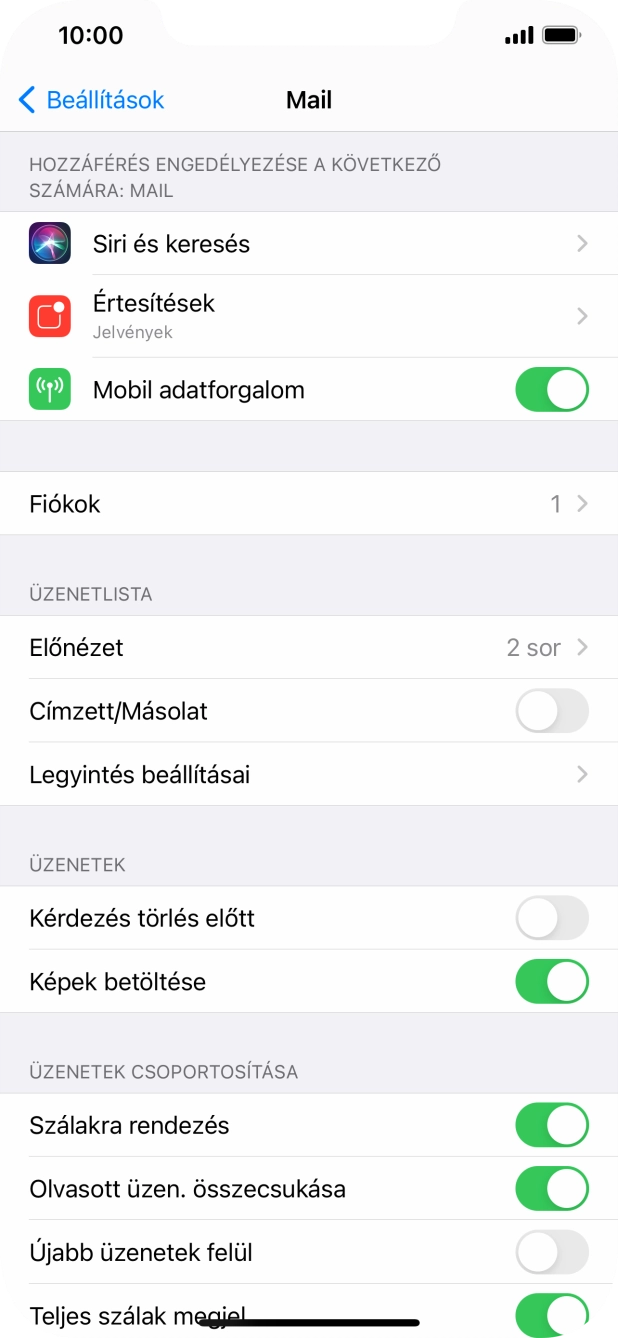 Válaszd a Fiókok lehetőséget.
