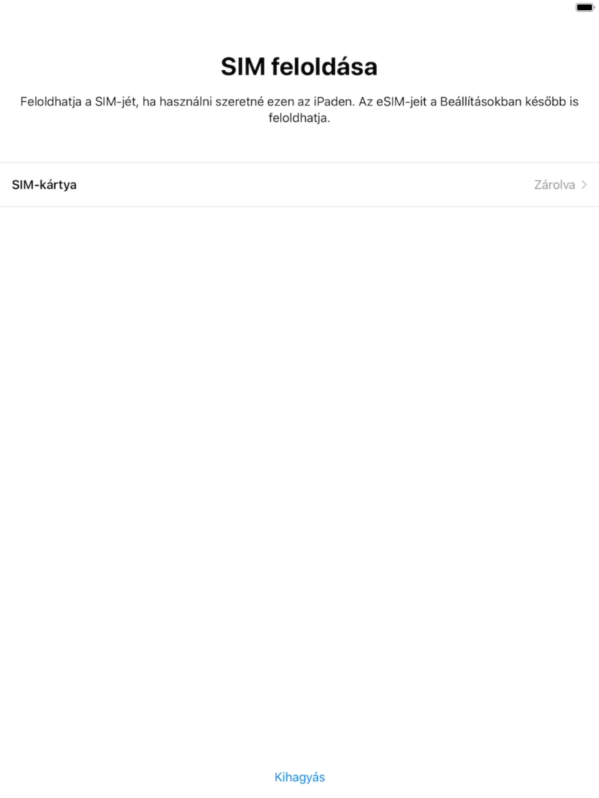 Válaszd a SIM-kártya lehetőséget.