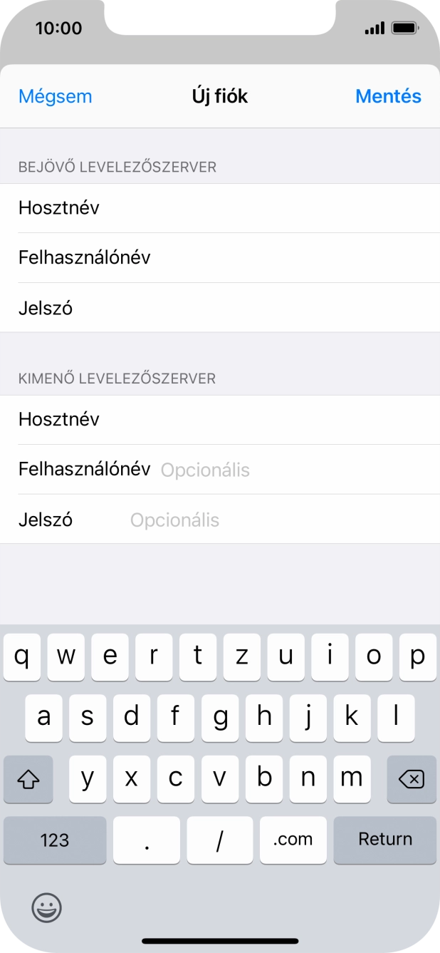 Kattints a Felhasználónév mezőre, és írd be az e-mail-fiókodhoz tartozó felhasználónevet.