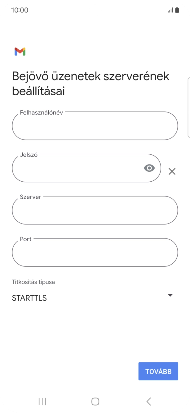 Kattints a „Felhasználónév” alatti mezőre, és írd be az e-mail-fiókodhoz tartozó felhasználónevet.