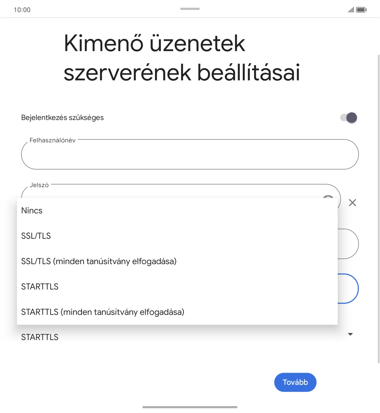 Válaszd az SSL/TLS lehetőséget.