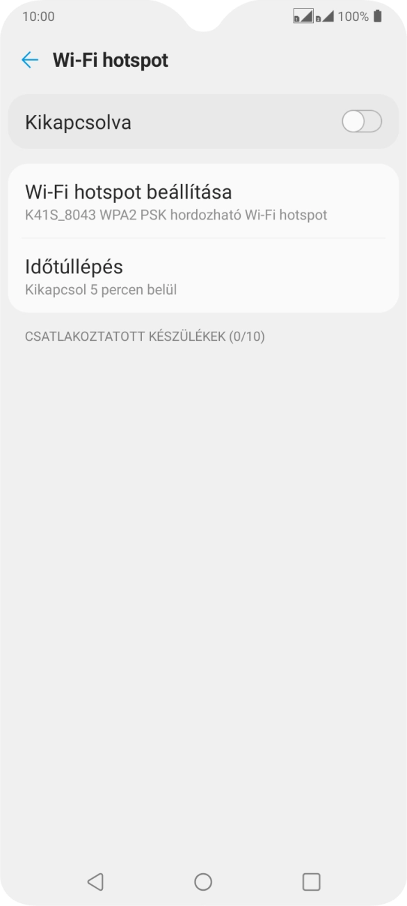 Válaszd a Wi-Fi hotspot beállítása lehetőséget.