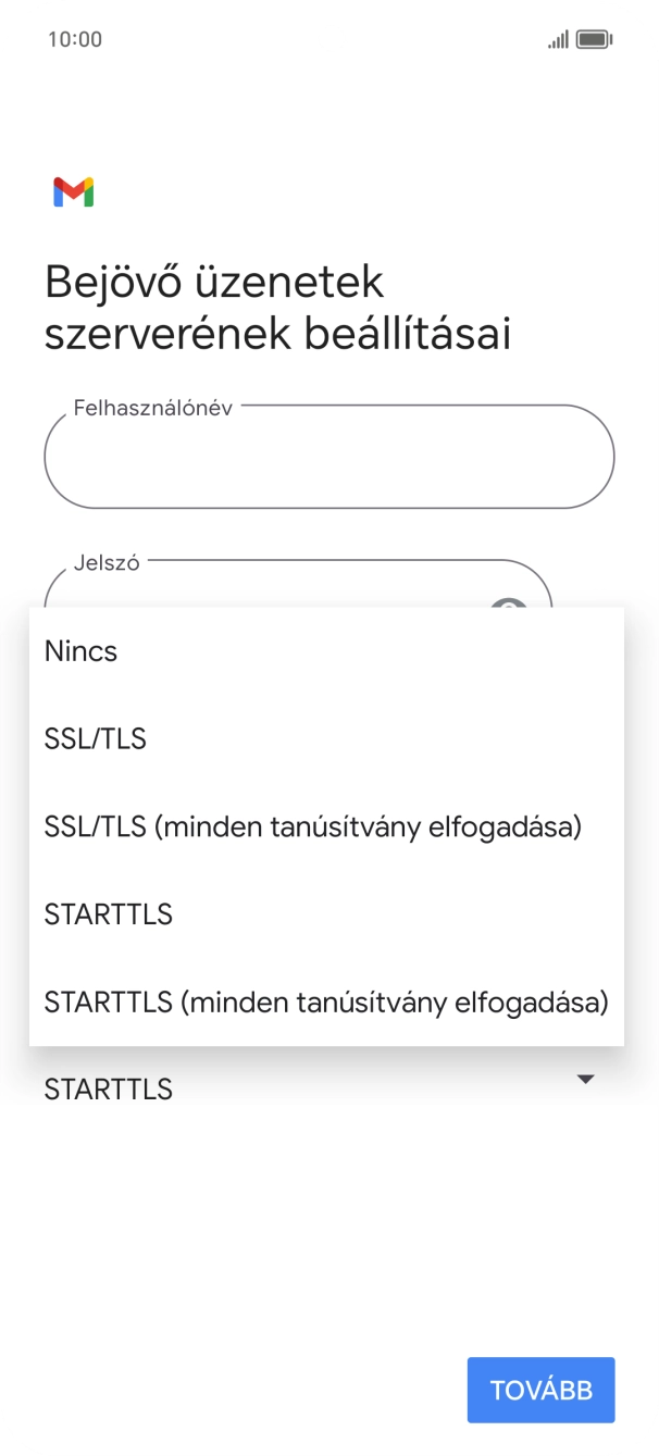 Válaszd az SSL/TLS lehetőséget.
