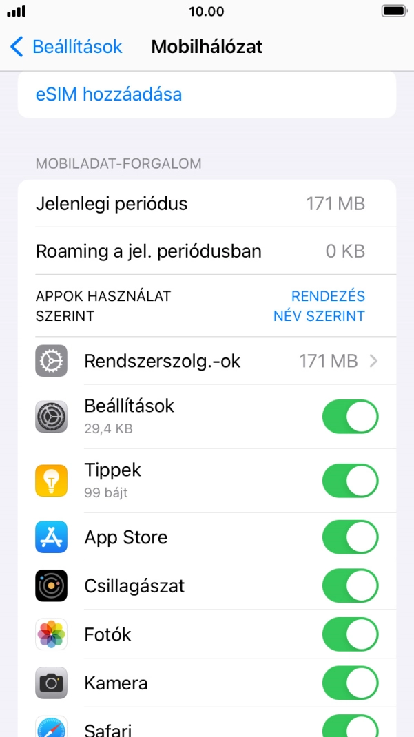 Kattints a kívánt programok melletti csúszkákra a funkciók be- vagy kikapcsolásához.