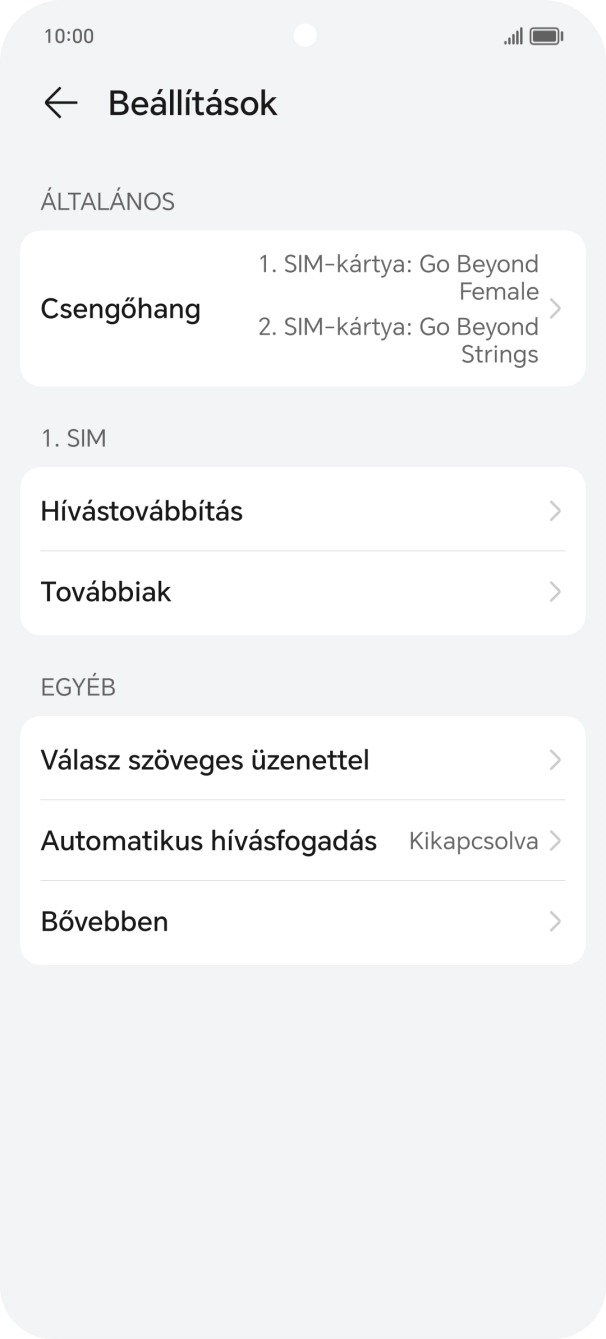 Válaszd a Hívástovábbítás lehetőséget. Válaszd a Hívástovábbítás lehetőséget.
