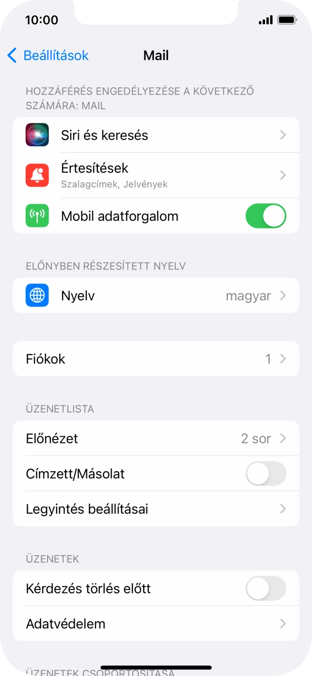 Válaszd a Fiókok lehetőséget.