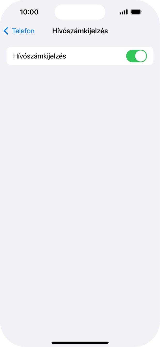 Kattints a „Hívószámkijelzés” melletti csúszkára a funkció be- vagy kikapcsolásához.