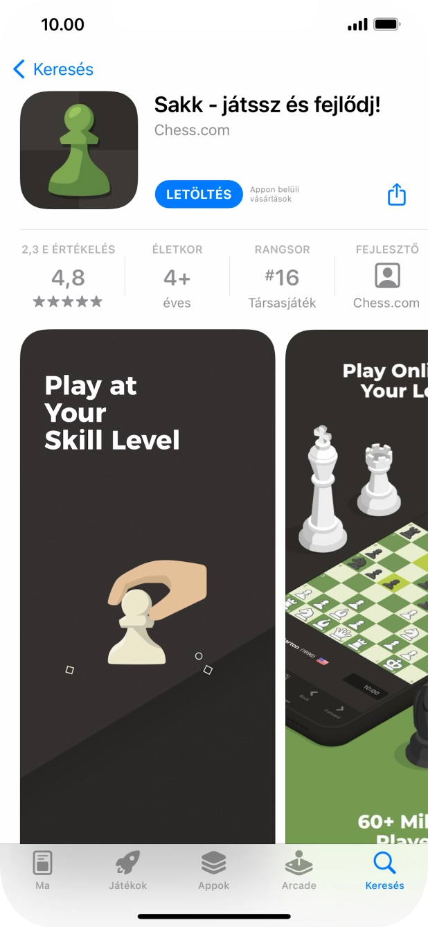 Válaszd a LETÖLTÉS lehetőséget, és kövesd a képernyőn megjelenő utasításokat az alkalmazás telepítéséhez.