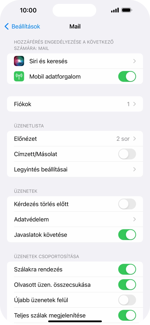 Válaszd a Fiókok lehetőséget.
