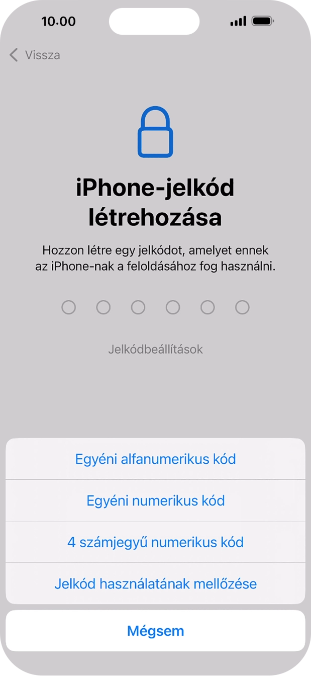 A képernyőzár használatának bekapcsolásához kövesd a képernyőn megjelenő utasításokat, vagy válaszd a Jelkód használatának mellőzése lehetőséget.