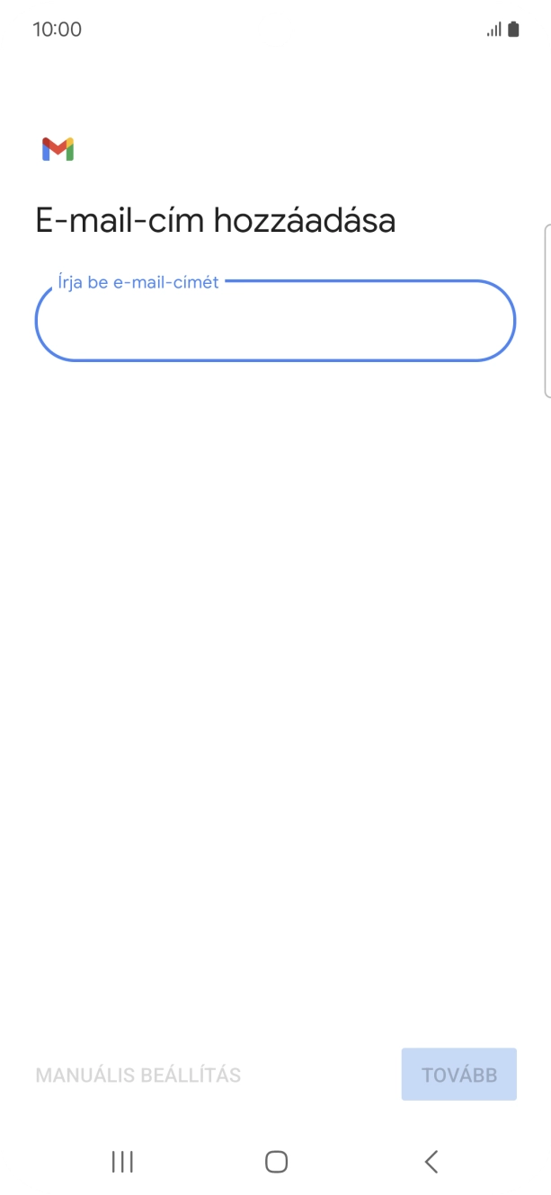 Kattints az „Írja be e-mail-címét” alatti mezőre, és írd be az e-mail címedet.
