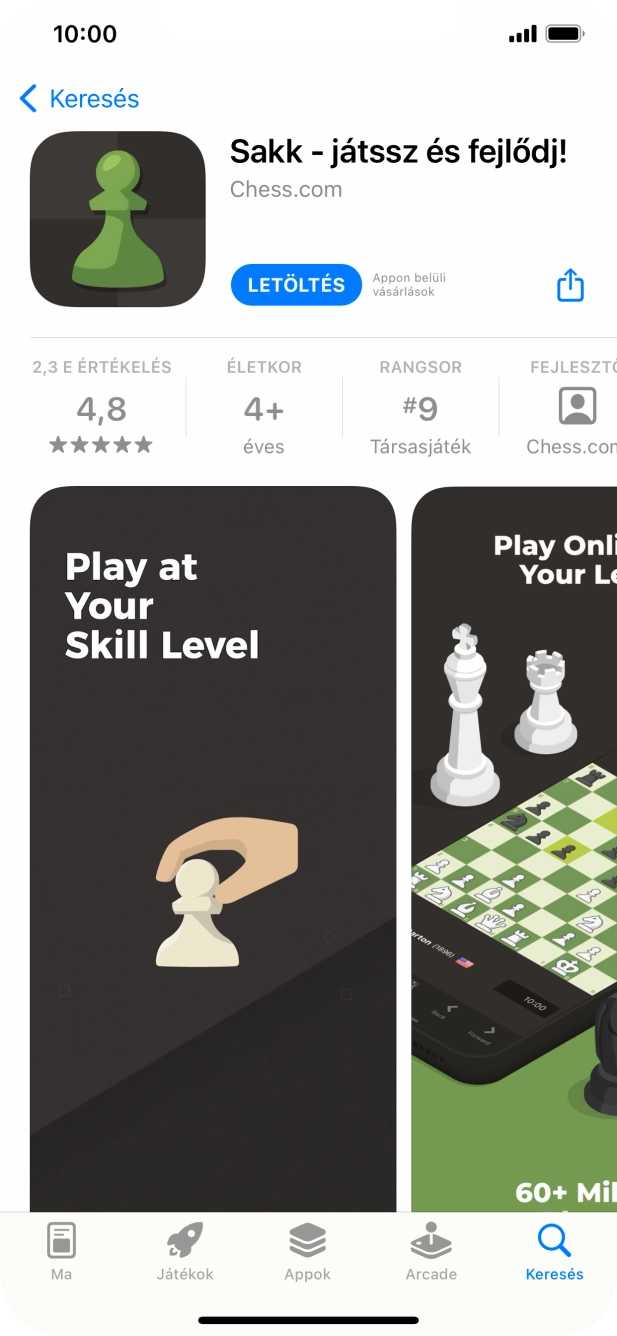 Válaszd a LETÖLTÉS lehetőséget, és kövesd a képernyőn megjelenő utasításokat az alkalmazás telepítéséhez.