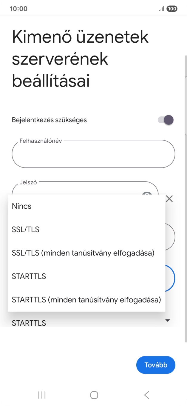 Válaszd az SSL/TLS lehetőséget.