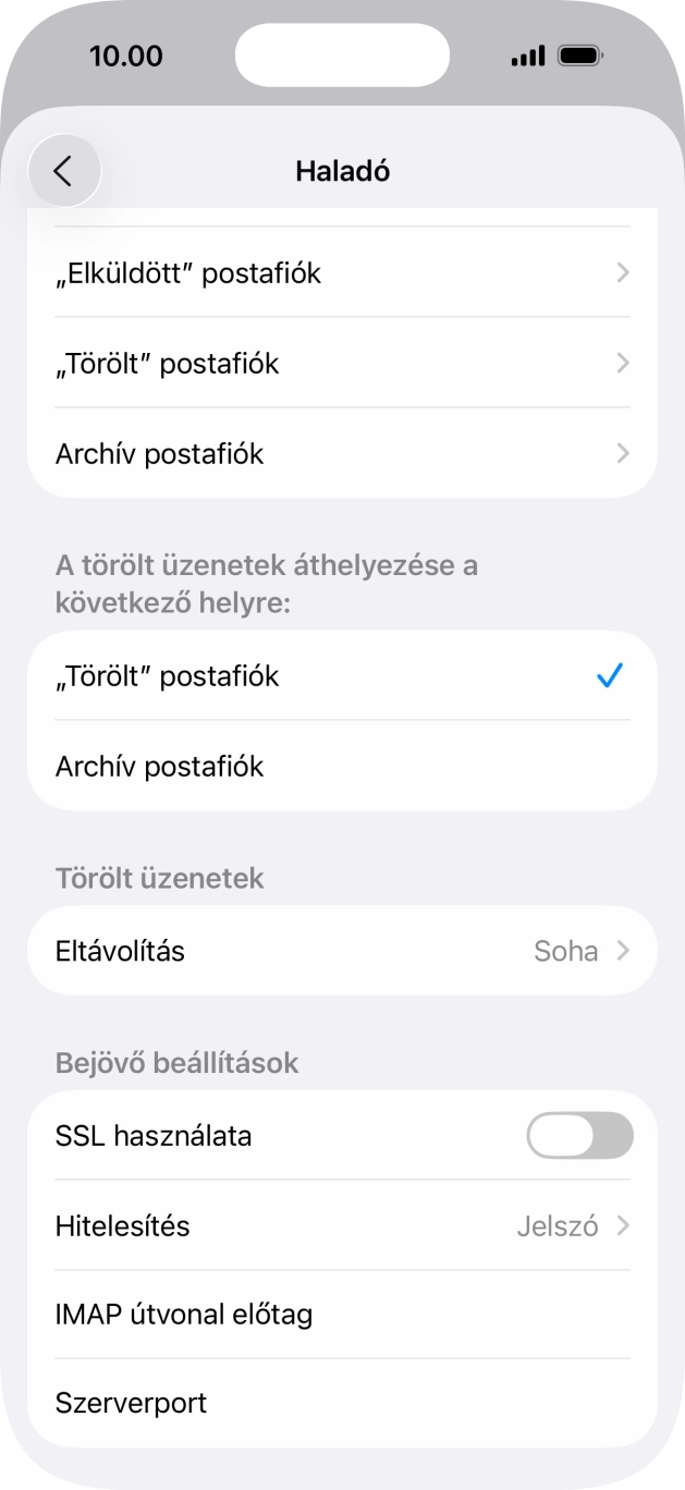 Kattints az „SSL használata” melletti csúszkára a funkció bekapcsolásához.