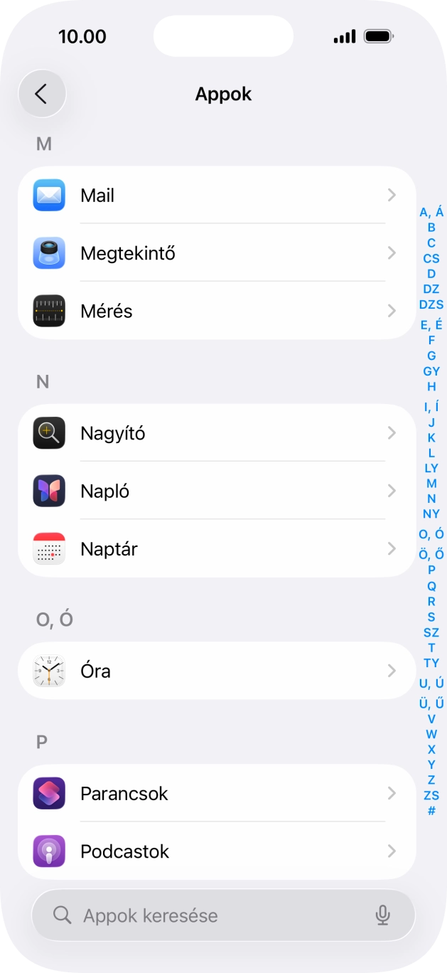 Válaszd a Mail lehetőséget.