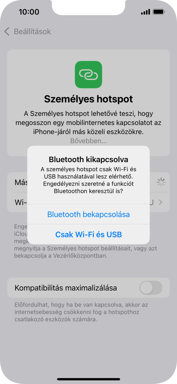 Amennyiben be van kapcsolva a Wi-Fi, válaszd a Csak Wi-Fi és USB lehetőséget.