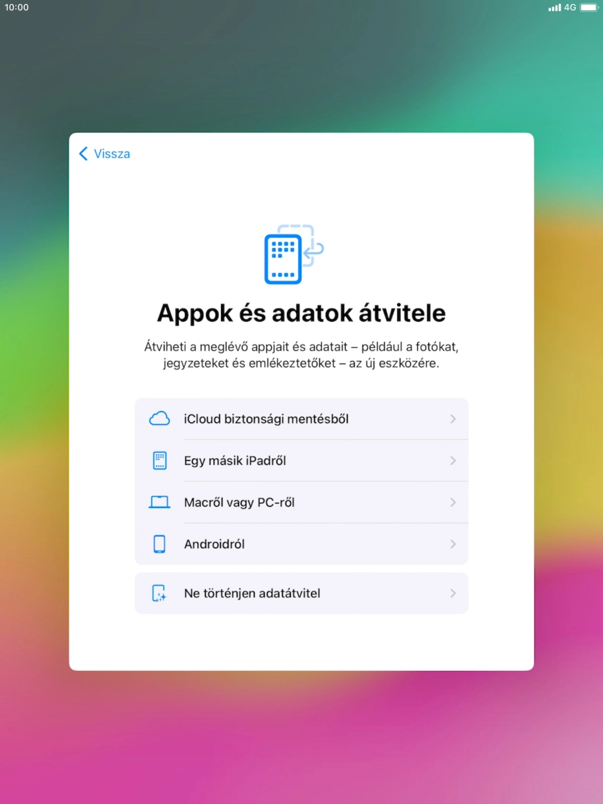 Válaszd a Ne történjen adatátvitel lehetőséget, és kövesd a képernyőn megjelenő utasításokat az aktiválás befejezéséhez.