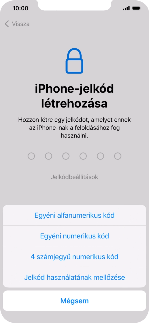A képernyőzár használatának bekapcsolásához kövesd a képernyőn megjelenő utasításokat, vagy válaszd a Jelkód használatának mellőzése lehetőséget.