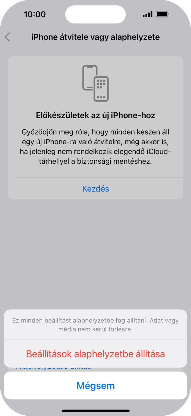 Válaszd a Beállítások alaphelyzetbe állítása lehetőséget.