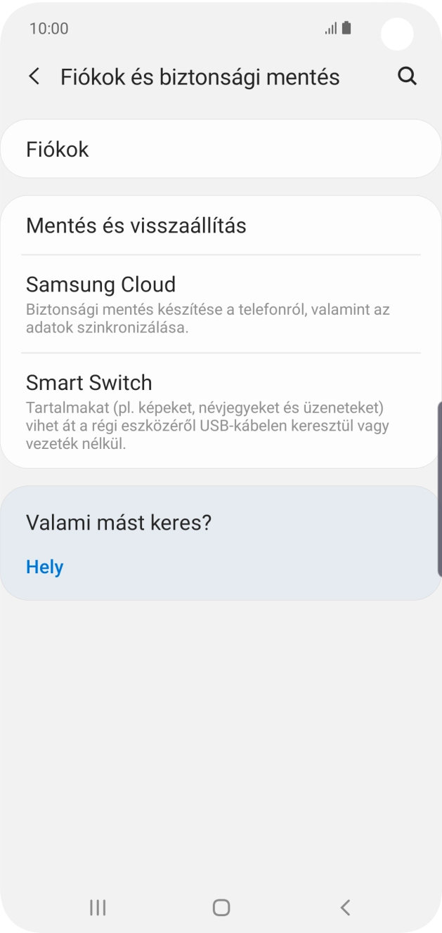 Válaszd a Fiókok lehetőséget.