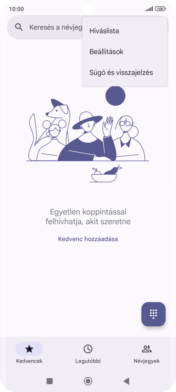 Válaszd a Beállítások lehetőséget.