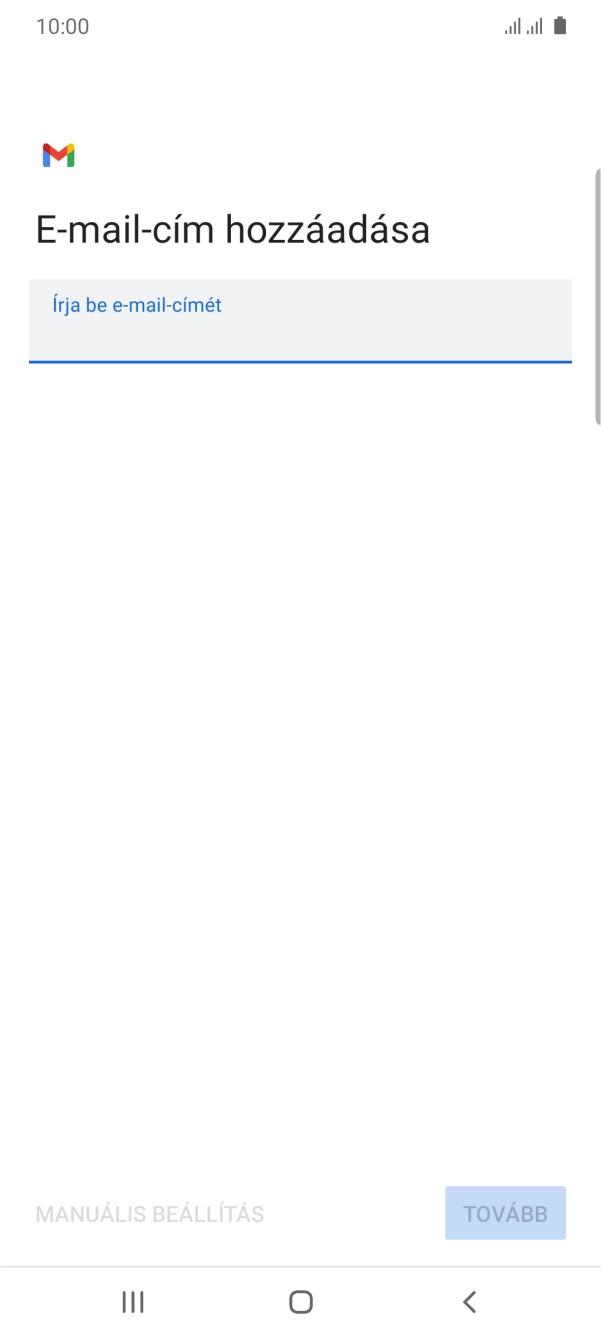 Kattints az „Írja be e-mail-címét” alatti mezőre, és írd be az e-mail címedet.