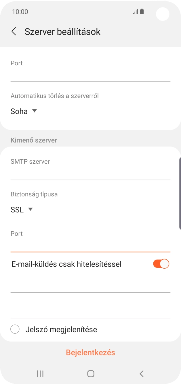 Kattints az „E-mail-küldés csak hitelesítéssel” melletti csúszkára a funkció bekapcsolásához.