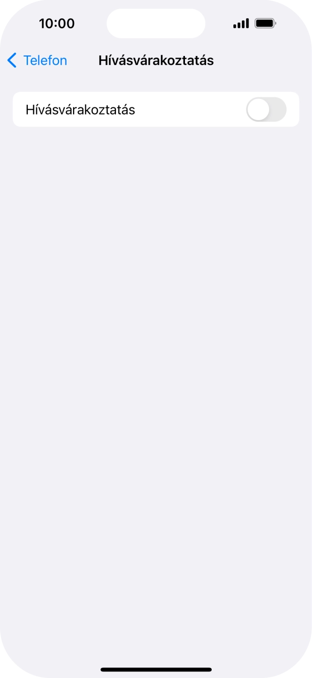 Kattints a „Hívásvárakoztatás” melletti csúszkára a funkció be- vagy kikapcsolásához.