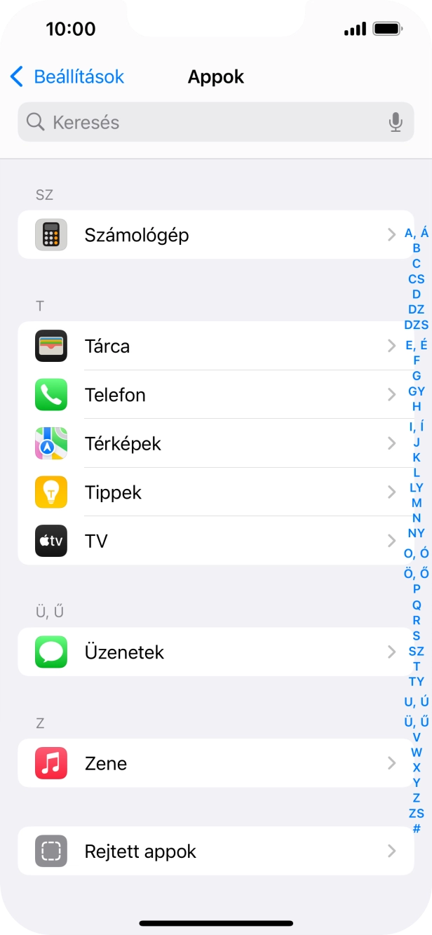 Válaszd az Üzenetek lehetőséget.