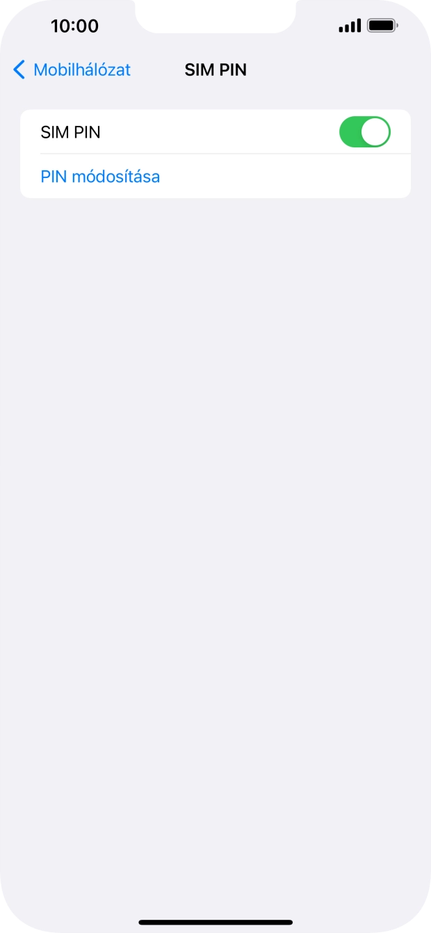 Kattints a „SIM PIN” melletti csúszkára a funkció be- vagy kikapcsolásához. Kattints a „SIM PIN” melletti csúszkára a funkció be- vagy kikapcsolásához.