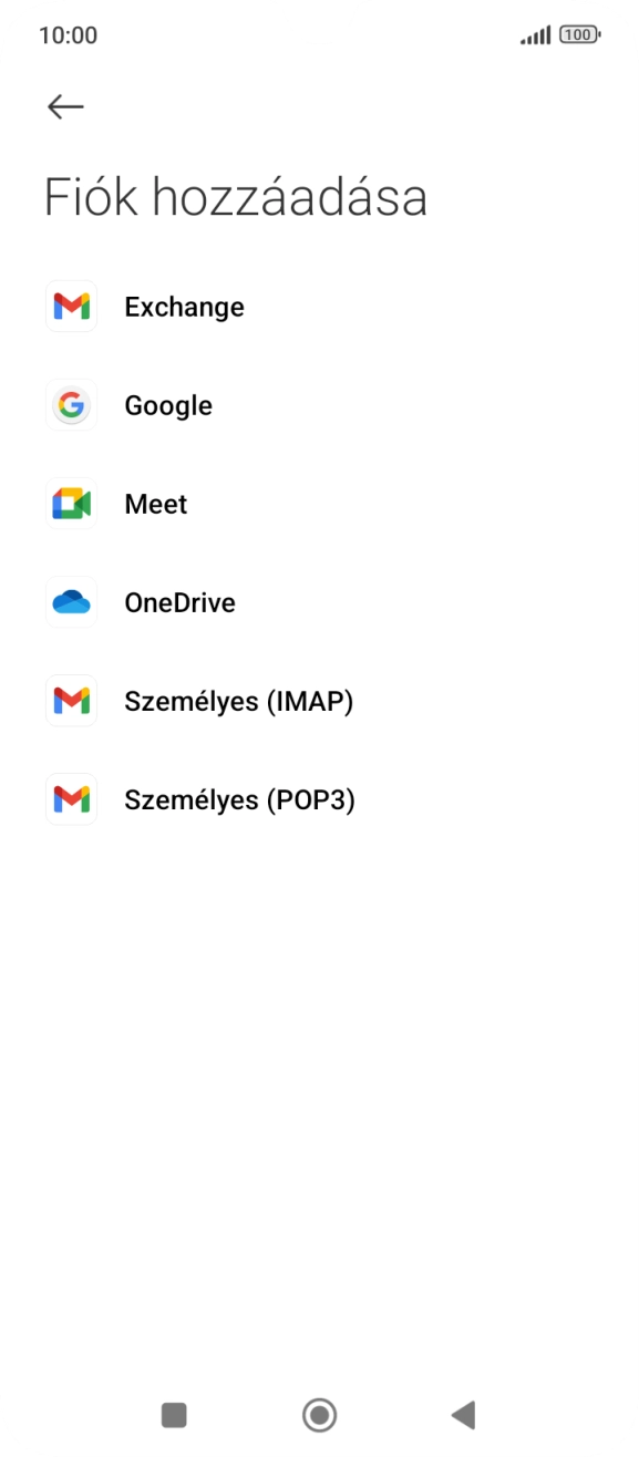 Válaszd a Személyes (IMAP) lehetőséget.