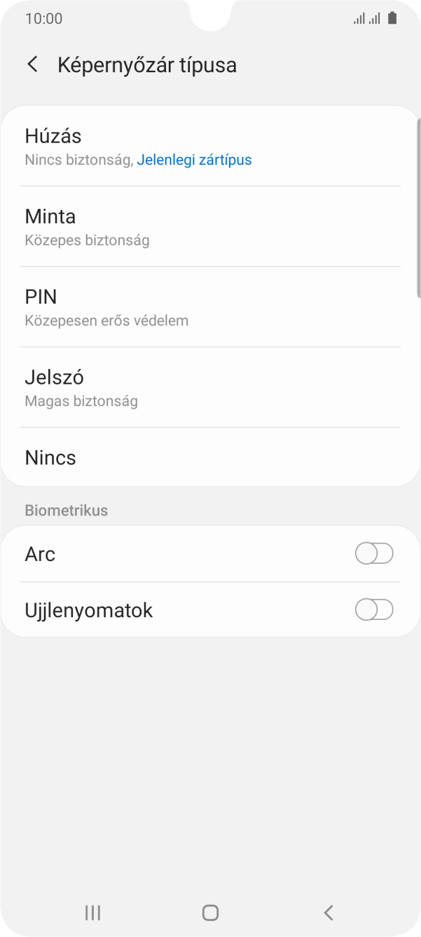Válaszd az Ujjlenyomatok lehetőséget. Válaszd az Ujjlenyomatok lehetőséget.