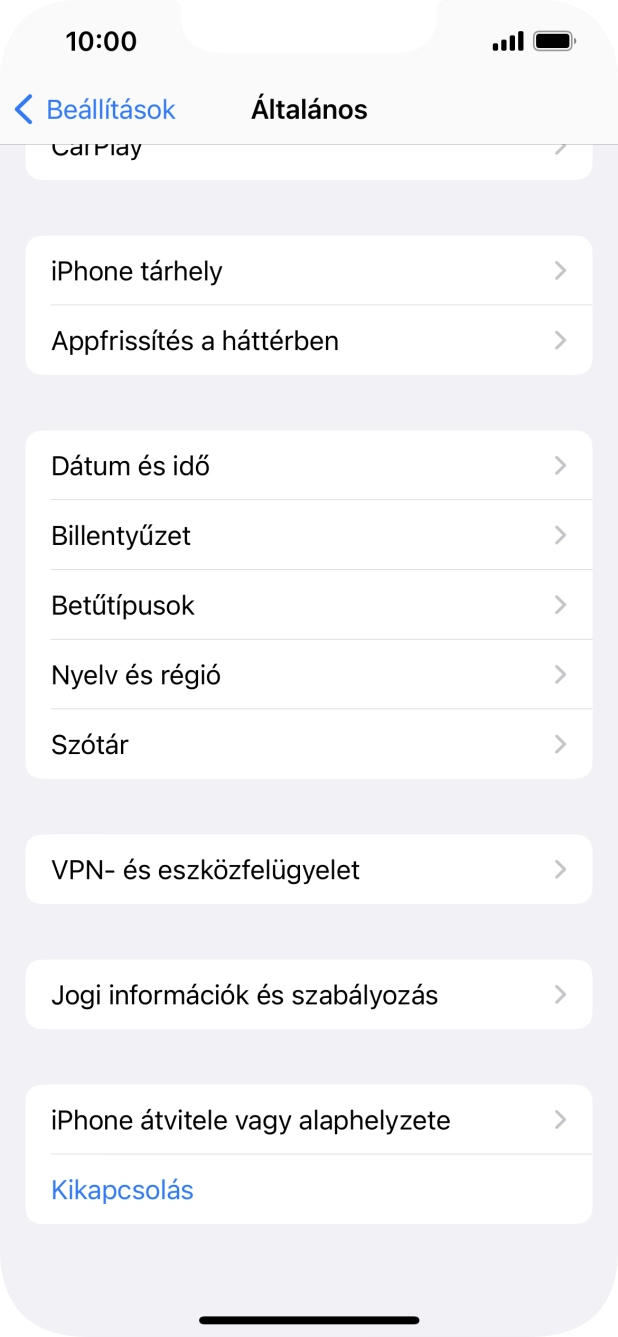 Válaszd az „iPhone átvitele vagy alaphelyzete” lehetőséget.